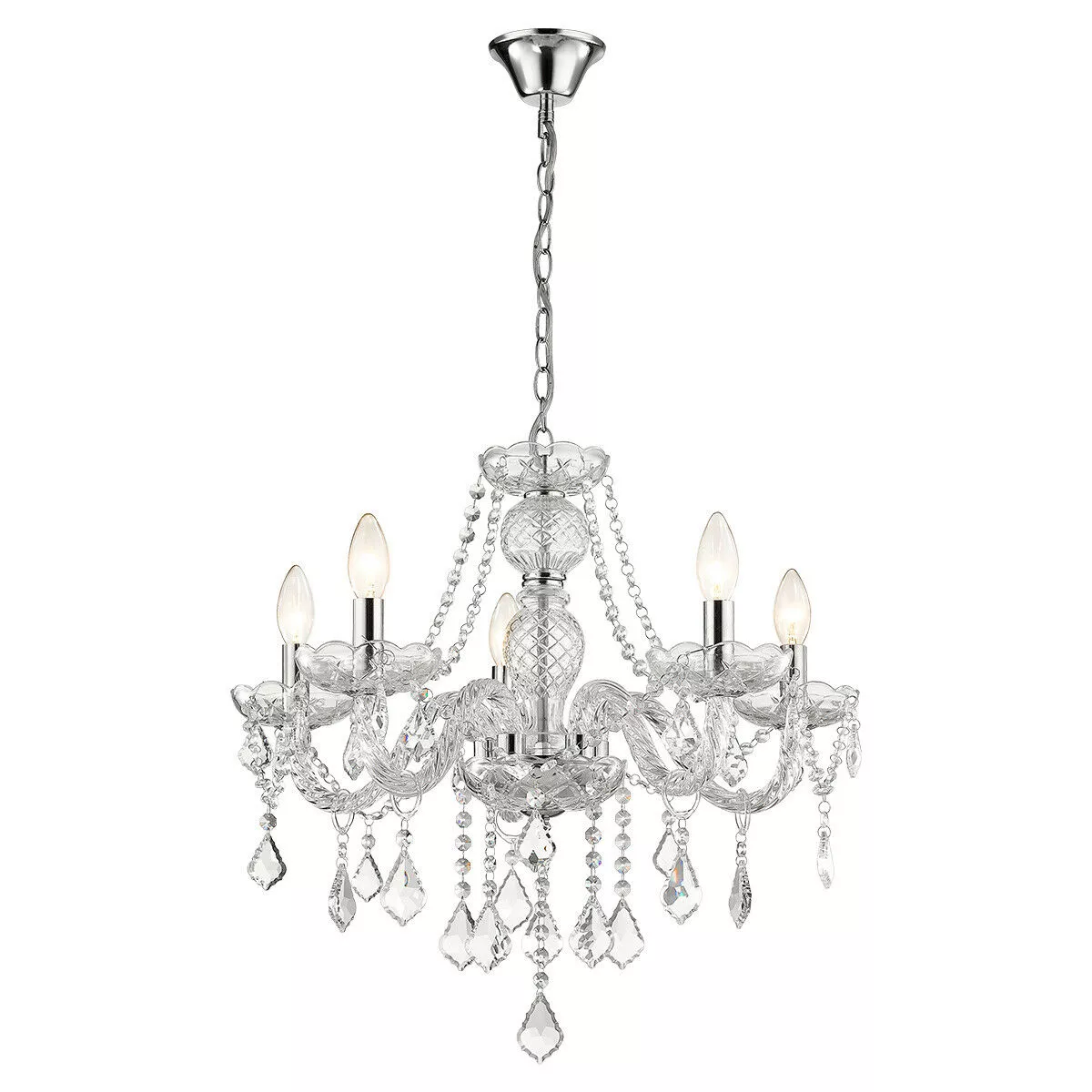 Lampa wisząca Cristallo srebrna 5xE14 Lampa wisząca Cristallo srebrna 5xE14