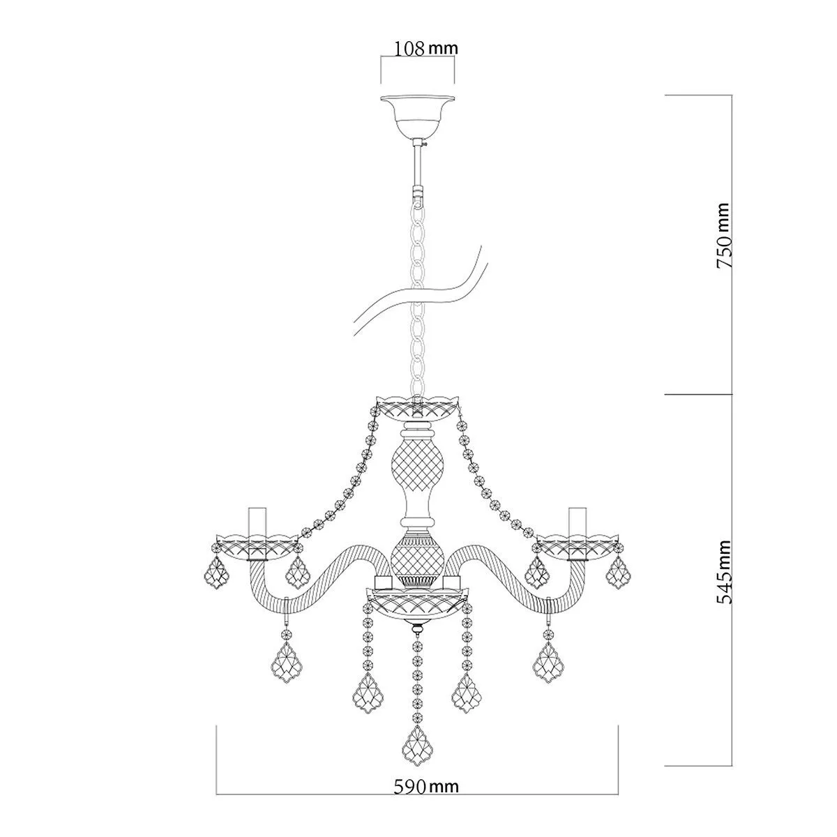 Lampa wisząca Cristallo srebrna 5xE14 Lampa wisząca Cristallo srebrna 5xE14