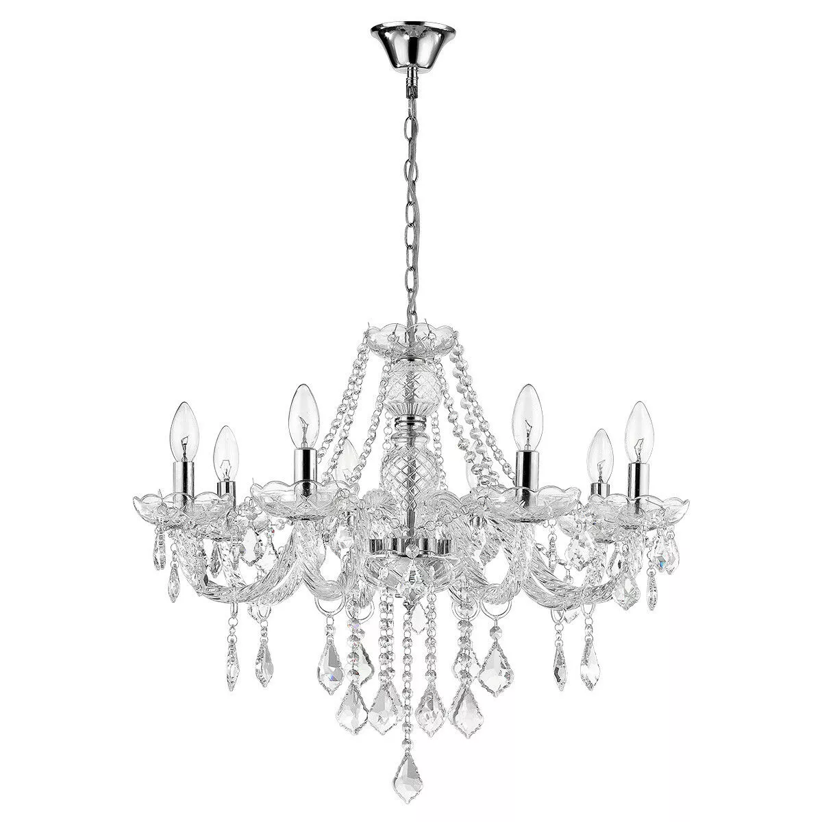 Lampa wisząca Cristallo srebrna 8xE14 Lampa wisząca Cristallo srebrna 8xE14