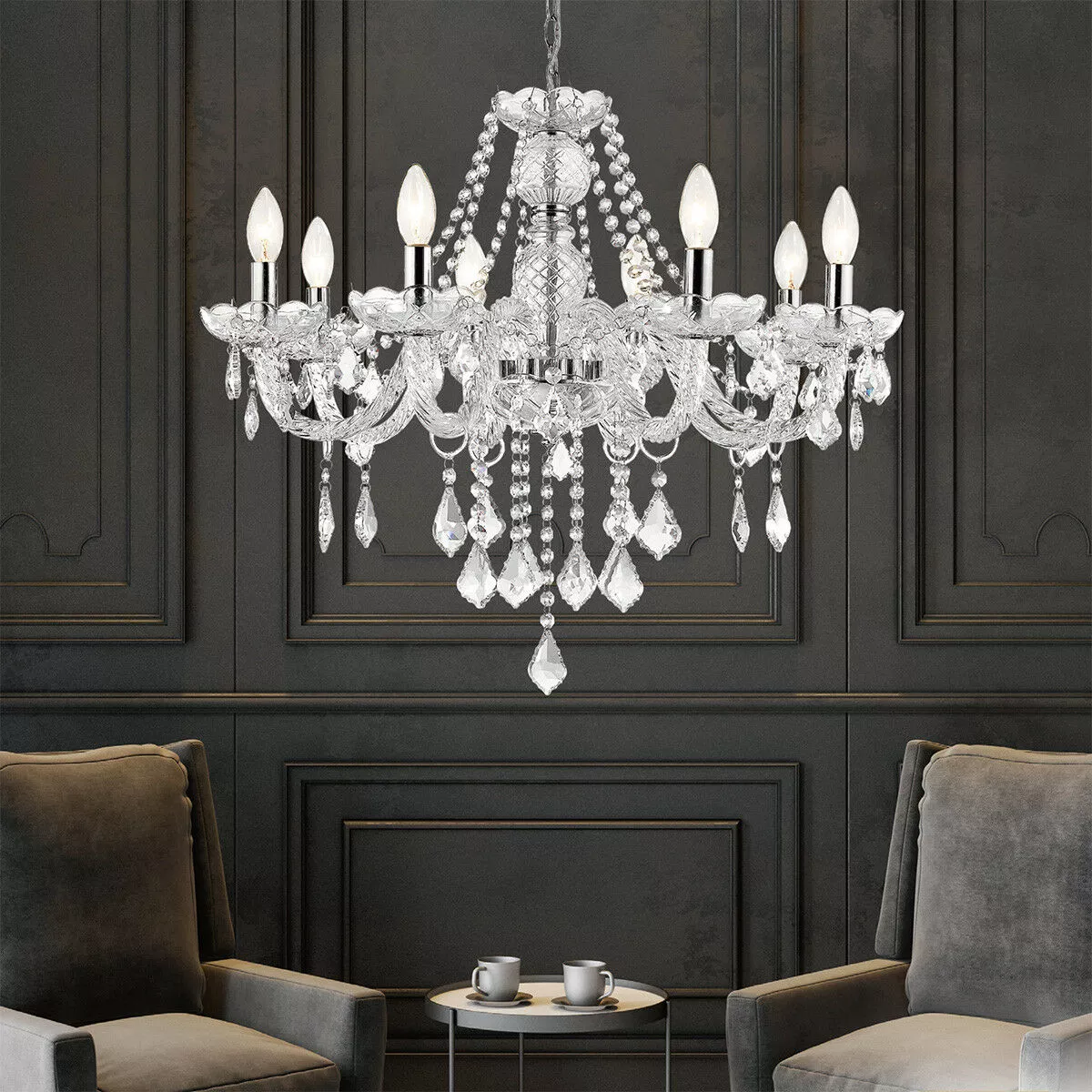 Lampa wisząca Cristallo srebrna 8xE14 Lampa wisząca Cristallo srebrna 8xE14