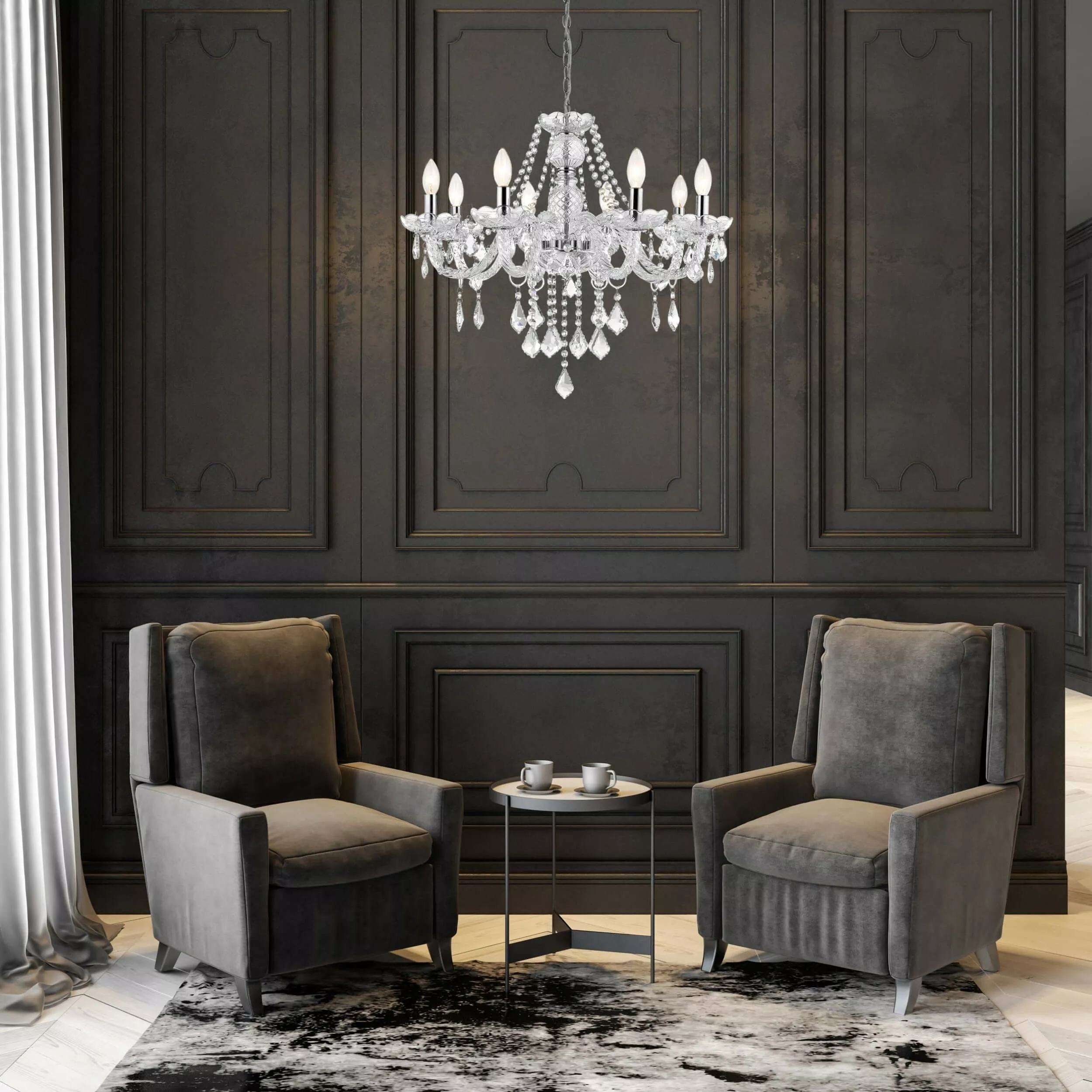 Lampa wisząca Cristallo srebrna 8xE14 Lampa wisząca Cristallo srebrna 8xE14