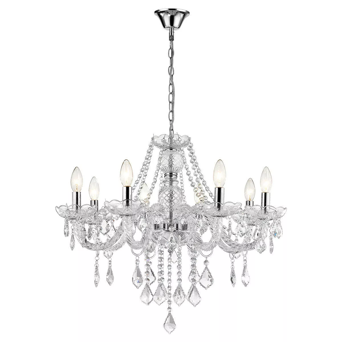 Lampa wisząca Cristallo srebrna 8xE14 Lampa wisząca Cristallo srebrna 8xE14