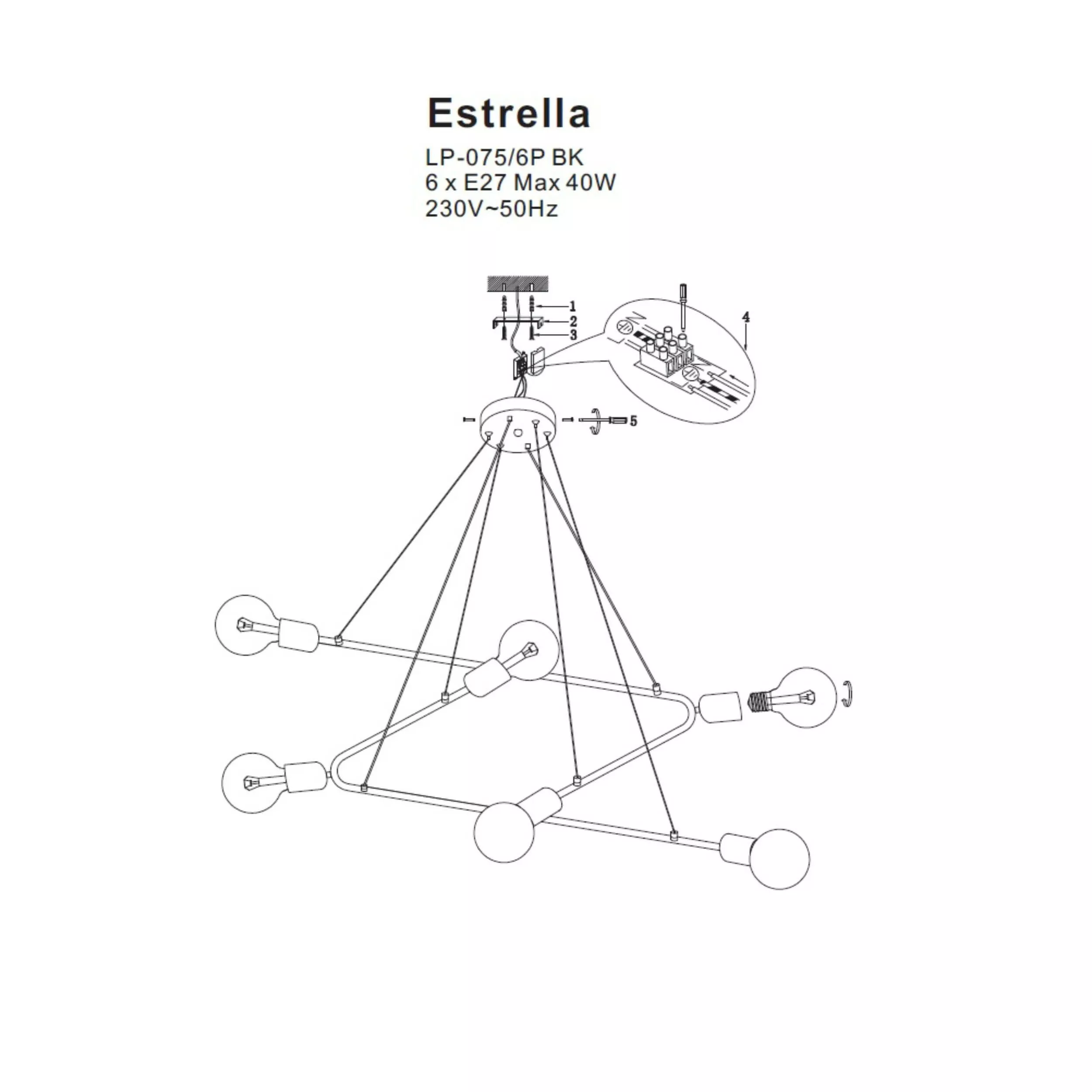Estrella 6 wisząca czarna Estrella 6 wisząca czarna