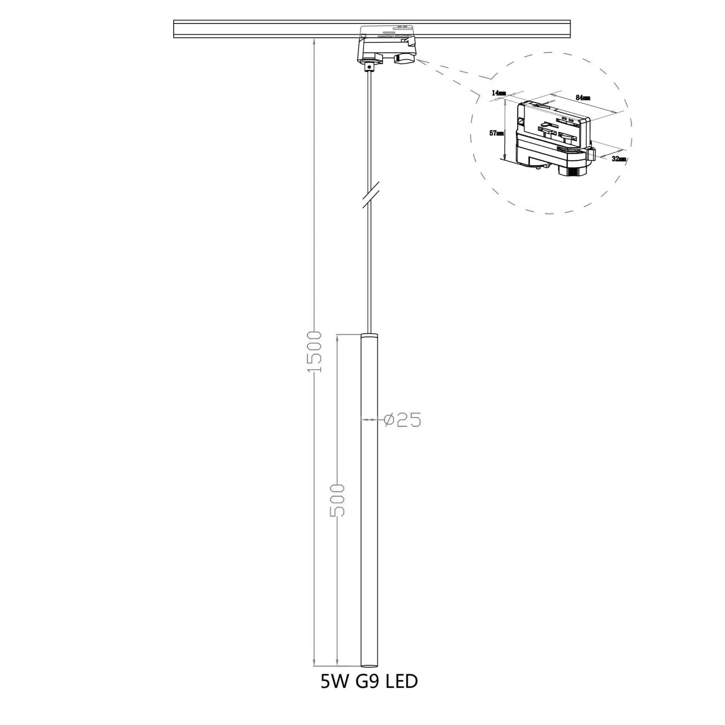 Lampa wisząca do szynoprzewodu Lungo 1 czarna 3F 1xG9 Lampa wisząca do szynoprzewodu Lungo 1 czarna 3F 1xG9