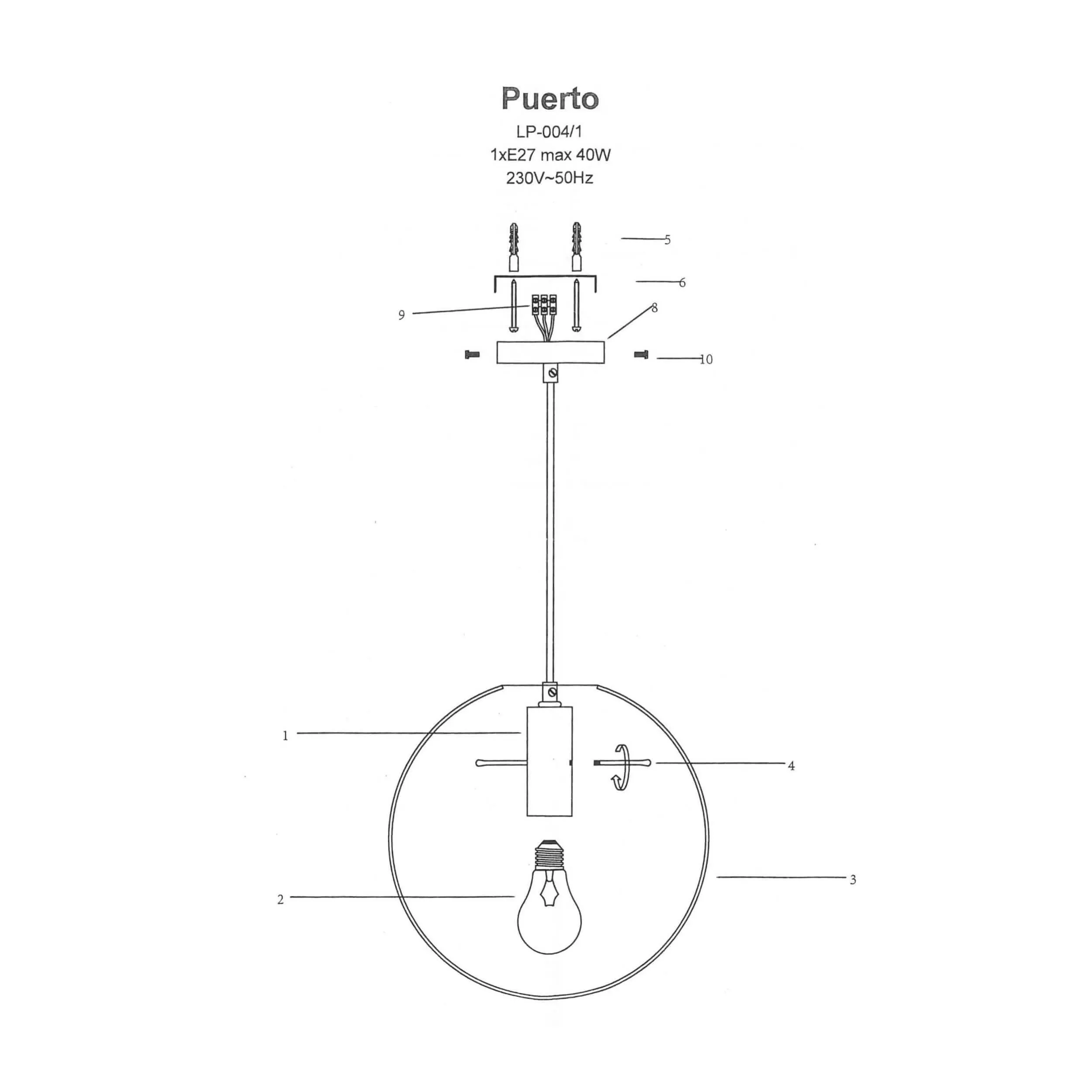 Lampa wisząca Puerto czarna 1xE27 Lampa wisząca Puerto czarna 1xE27