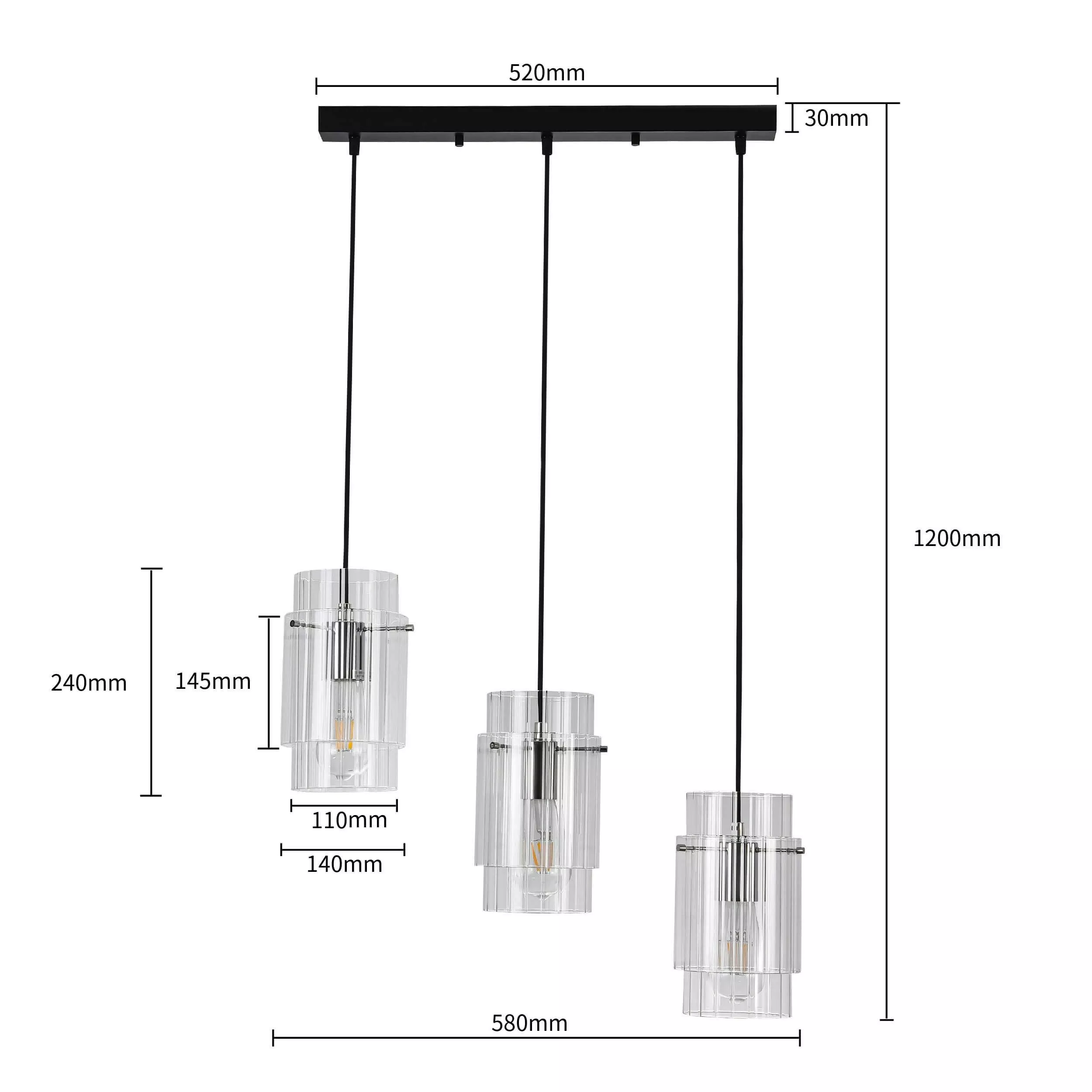 Lampa wisząca Savona czarna 3xE27 Lampa wisząca Savona czarna 3xE27