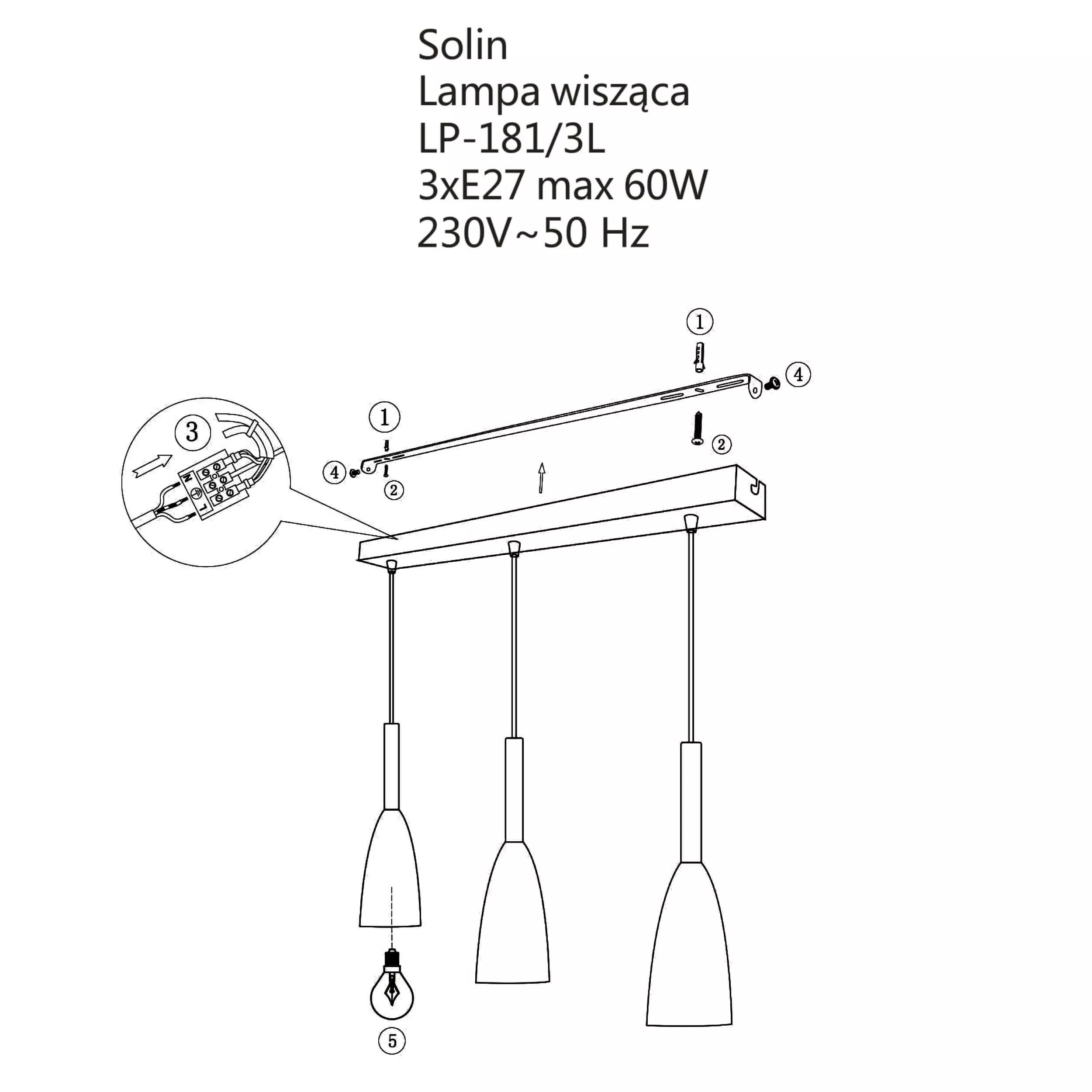 Lampa wisząca Solin 3 czarno-złota 3xE27 Lampa wisząca Solin 3 czarno-złota 3xE27