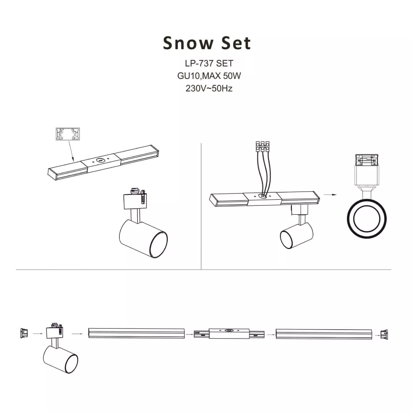 Spot Snow SET złoty 1F 4xGU10 Spot Snow SET złoty 1F 4xGU10