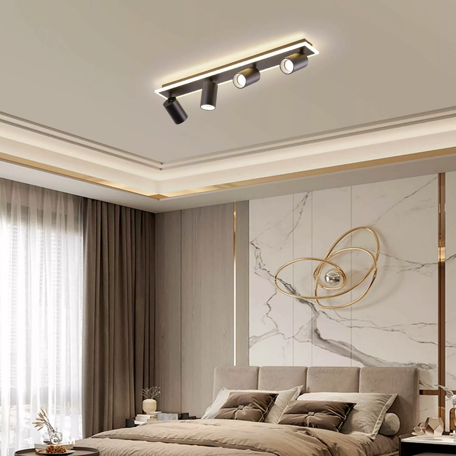 Zestaw reflektorów plafon Parma czarny 4xGU10 plus LED Zestaw reflektorów plafon Parma czarny 4xGU10 plus LED