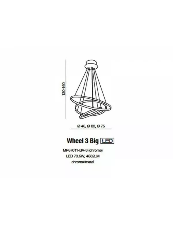 WHEEL 3 BIG nowoczesny żyrandol z okręgami LED