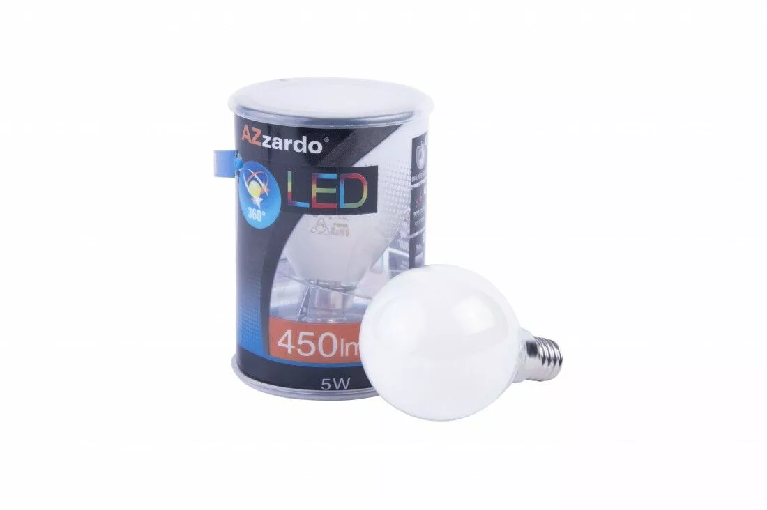 Żarówka LED kulka E14 DIMM 5W 2700K Biała AZ4017 Azzardo