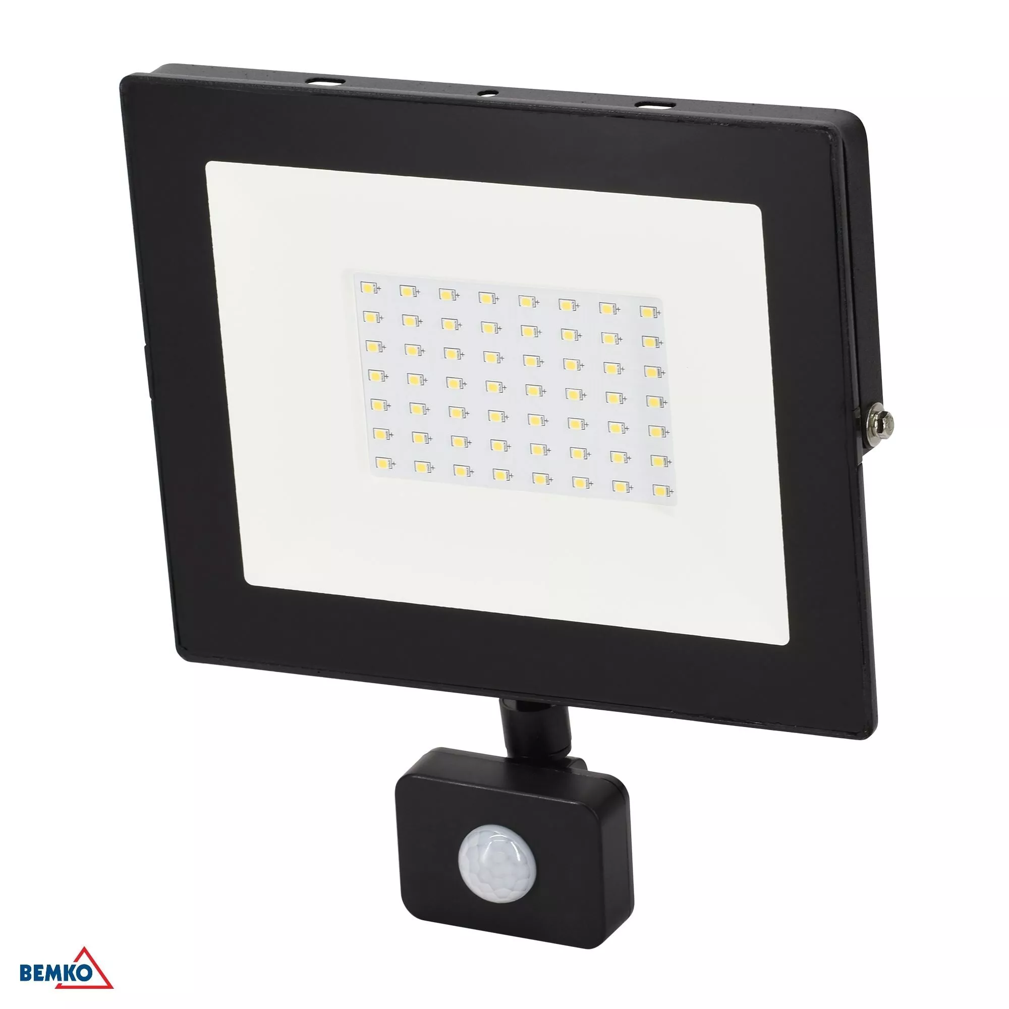 Naświetlacz LED SMD Kastel 50W 4000K 4350lm IP65 czarny z czujnikiem ruchu S-C64-S-LFK-050BL-4K Bemko