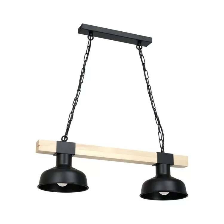 Lampa Wisząca Faro Czarna/Naturalne Drewno 2xE27 60W MLP7456
