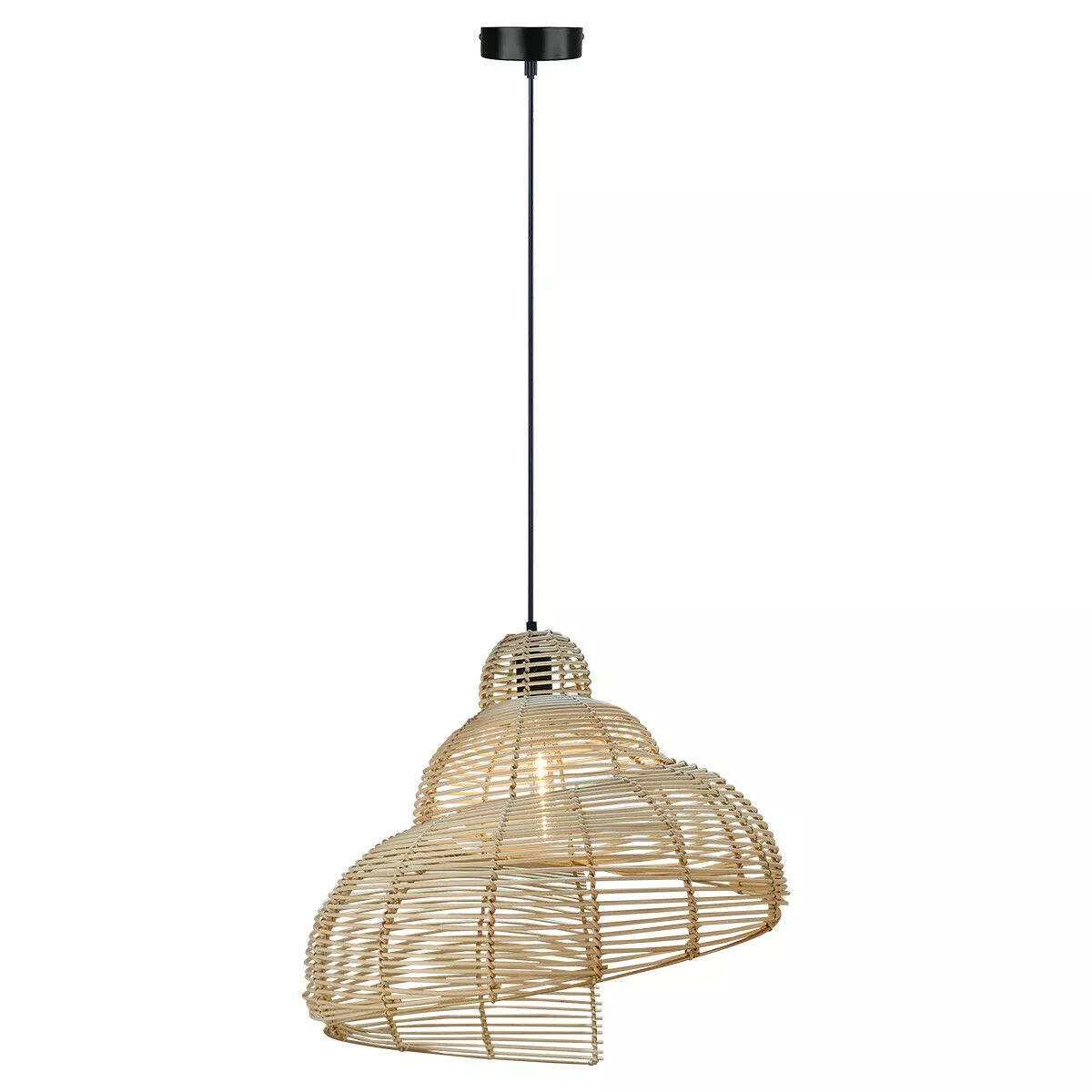 Rattanowa lampa wisząca Shella 60 cm jasne drewno 1xE27