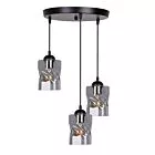 Felis lampa wisząca talerz czarny 3x60w e27 klosz dymiony