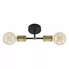 RETRO LAMPA SUFITOWA 2 PŁ CZARNA / PATYNA