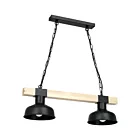 Lampa Wisząca Faro Czarna/Naturalne Drewno 2xE27 60W MLP7456