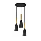 Lampa wisząca Solin 3 czarno-złota 3xE27